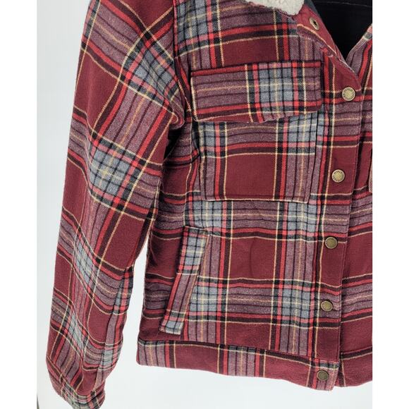 Noble Outfitters Womens Plaid Sherpa Collared Flannel Jacket Size M Cabin Core - Picture 6 of 10